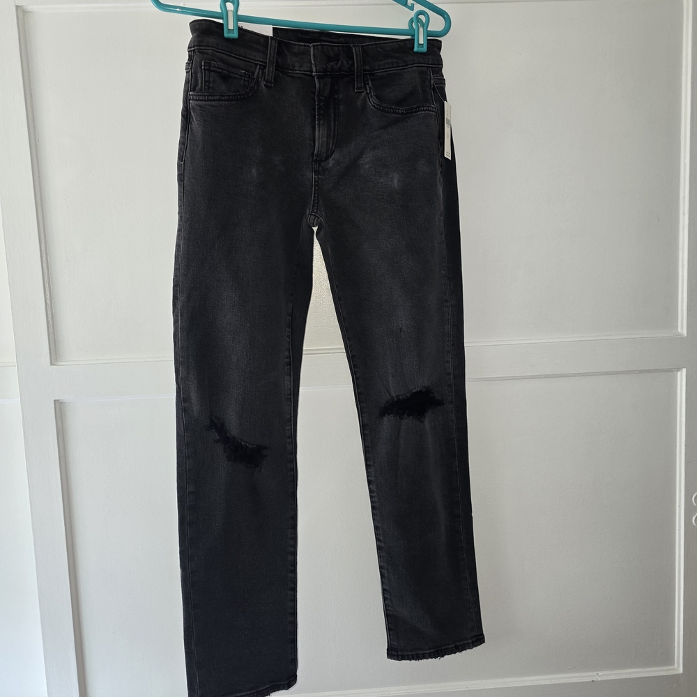 New Joe's Jeans Womens Black Slim Straight Ripped Knee Jeans